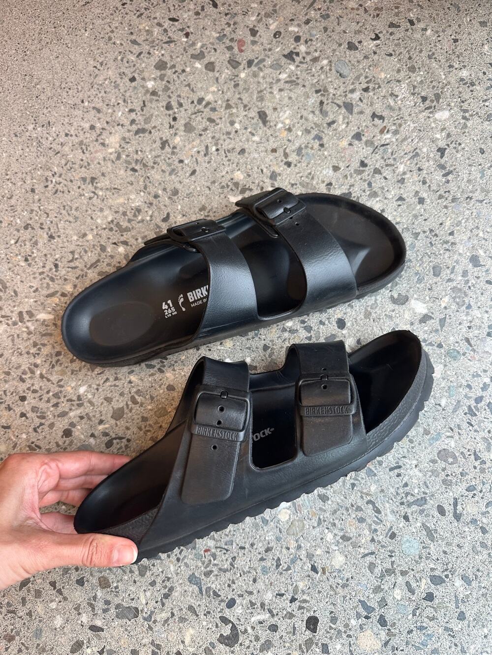 Birkenstock Unisex 41 Arizona EVA Sandals Black Waterproof Double Strap Slides